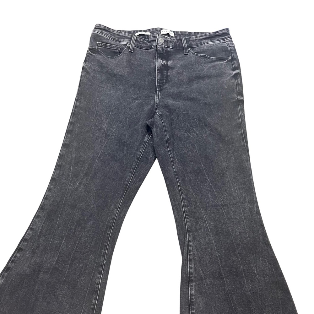 Ava & Viv Womens High Rise Flare Jeans Washed Black Size 17 Stretch Denim Flare